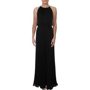 Lauren Ralph Lauren Baylana Pleated Wide Leg High Neck Jumpsuit Black Size 8